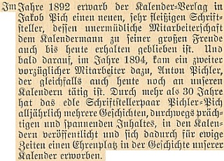 O spisovatelském páru Pichler-Pich v brožuře k 50. výročí vimperské firmy Steinbrener