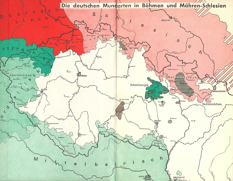 Vazba (Bogen-Verlag,1957) jeho "politické čítanky" Europas unbekannte Mitte, tj. "Neznámý střed Evropy",
  s mapkou německých nářečí v českých zemích na předsádce