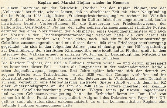 Svědectví o jeho kariéře z krajanského "diecézního" časopisu (tehdy ještě čtrnáctideníku) v roce 1970