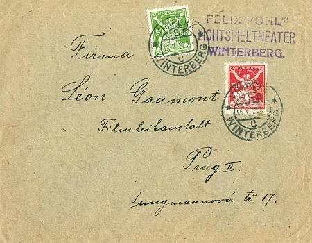 Obálka služební korespondence z roku 1922