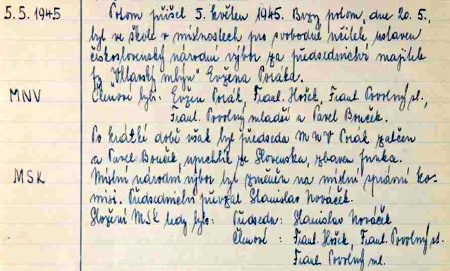 Loučovická školní kronika dokládá, že byl prvním předsedou loučovického "československého národního výboru" v květnu 1945, poté byl však zatčen a "národní výbor" změnili na "místní správní komisi", ve které zůstali z původního složení výboru Františkové Hošek a Povolní starší i mladší - symbolická to věru příjmení!