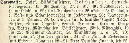 Friedrich Jaksch  mu (tehdy učiteli pomocné školy v Liberci) věnoval ve svém lexikonu sudetoněmeckých autorů z roku 1929 poměrně rozsáhlé heslo