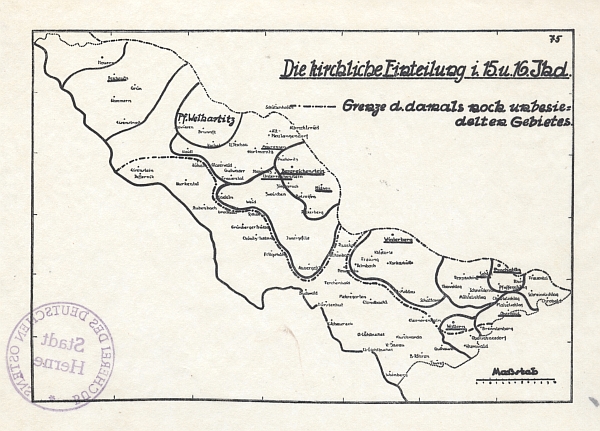 Cenné jsou pro srovnání i dvě mapy církevního uspořádání "střední Šumavy" v 15. a 16. století a roku 1939