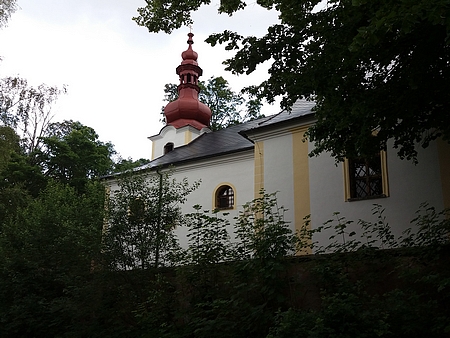 Kostel sv. Vintíře v Dobré Vodě u Hartmanic dnes (2017, viz i Pius Gockner)