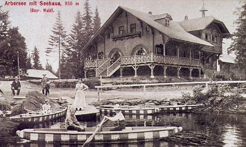 Velké Javorské jezero na staré pohlednici