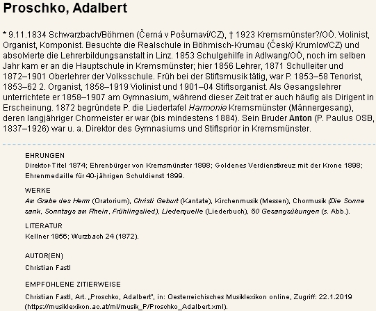 Jeho heslo v rakouském hudebním lexikonu