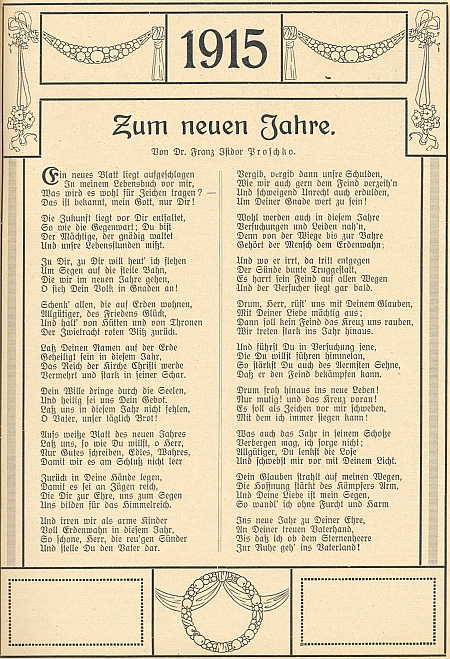Jeho báseň "K Novému roku" vyšla na stránkách "Krumlovského kalendáře a adresáře pro jižní Čechy na rok 1915"