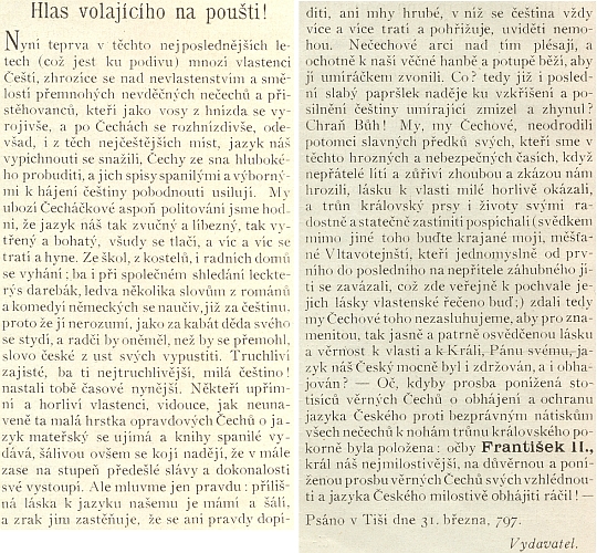 Předmluva jednoho ze svazků jeho Sebrání básní a zpěvů je datována koncem března 1797 v šumavské Ktiši