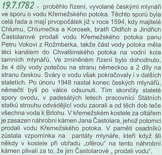 Měsíčník Křemežsko se v historickém kalendáři vrátil ke sporu o "prodanou vodu"