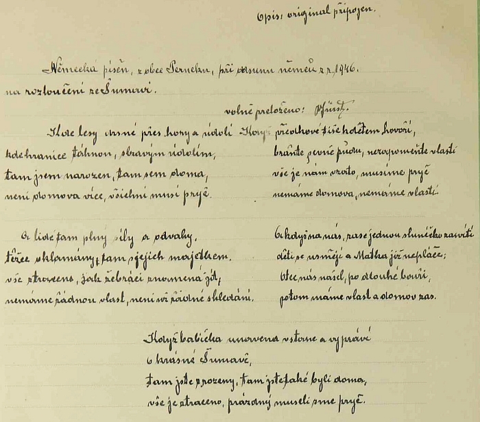 Výmluvný zápis "prvního českého kronikáře" obce Pernek Václava Fürsta