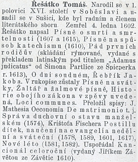 O něm na konci prvého dílu knihy Spisovatelé kraje táborského (1902) od Františka Dušana Zenkla