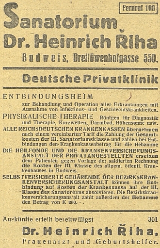 ... a reklamy v českobudějovickém německém listu z období protektorátu, tu poslední si zadal v lednu 1944