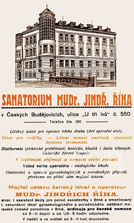 Česká a německá reklama jeho sanatoria z roku 1928...