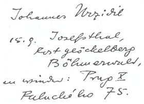 Záhlaví Urzidilova dopisu adresovaného archivu Goethova národního muzea ve Výmaru dosvědčuje, že se do poloviny září zdržoval v Rodingerových domě v Josefodole, kde pracoval na své knize "Goethe in Böhmen" a až poté opět na své pražské adrese