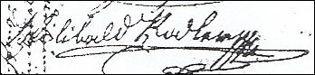 Jeho podpis na kupní smlouvě, kterou v dubnu 1861 Ignaz Spiro (viz podobenka vpravo) získává "druhou" krumlovskou papírnu od Theodora Pachnera