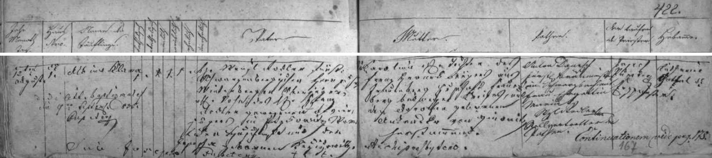 Záznam vimperské křestní matriky o narození jeho sestry Albiny Klary dne 12. srpna roku 1834 na zdejším zámku (Nr. 1) Wenzelu a Karolině Rodlerovým provází i podpis dívčina otce, který tu zastupoval její kmotry, jimiž byli sládek (Bräumeister) pivovaru ve Schwarzenbergu v bavorských Frankách Anton Danesch a jeho žena Maria