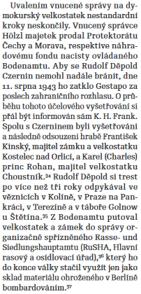 Úryvek z článku Miloše Hořejše o perzekusi české šlechty za heydrichiády