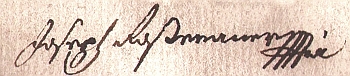 Jeho podpis na Ideálním plánu stavby plavebního kanálu na panství Prášily, 1799 a 1800