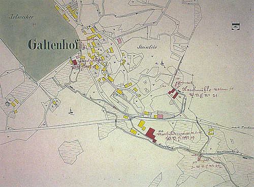 Stará mapa "stabilního katastru" Branka i s velkým rybníkem Irlweiher