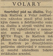 Zpráva českého listu Hlas lidu z roku 1947 svědčí o Rugeho volarském působení