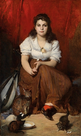 Obraz "Dívka s kočkou"
