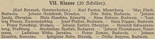 Mezi žáky septimy českobudějovického německého gymnázia ve školním roce 1919/20