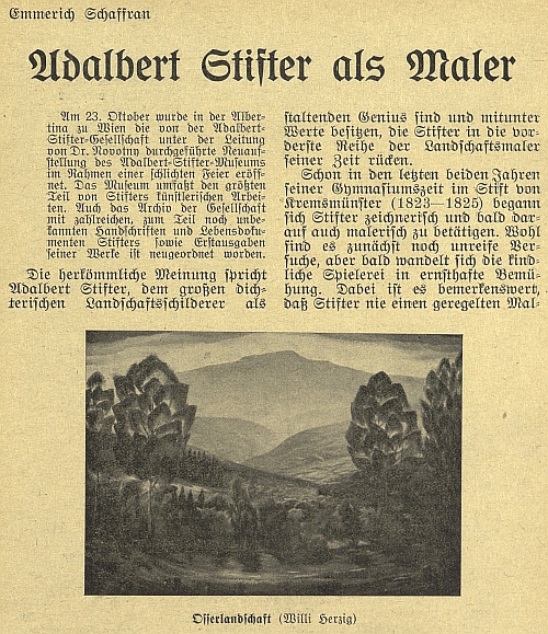 Úvod jeho textu v "Mein Böhmerwald" - kupodivu jej nedoprovází vývarná práce Stifterova ani jeho, ale Williho Herziga