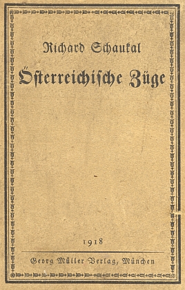 Obálka knihy (1918) s kapitolou o Stifterovi vydané v Mnichově (nakladatelství Georg Müller)