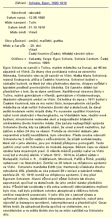 Záznam v databázi regionálních osobností Městské knihovny v Českém Krumlově s jeho jménem