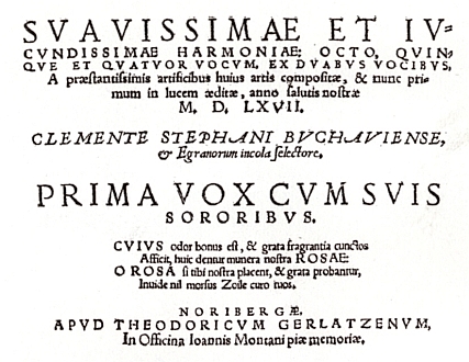Titulní list antologie (1567) - stejně jako další dokumenty níže byl obrazovou přílohou její práce