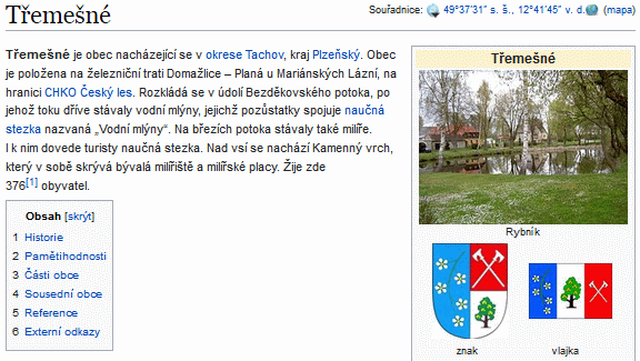 O Třemešném na Wikipedii (klikněte na náhled)