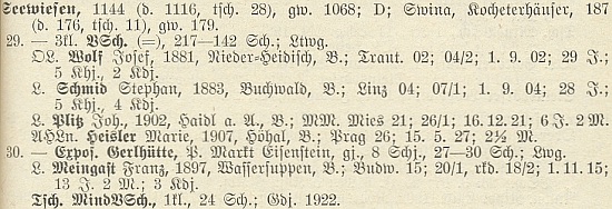 Tady je jmenován jako absolvent učitelského ústavu v Linci z roku 1904 mezi učiteli
v Zejvízu (dnes Javorná) k roku 1928