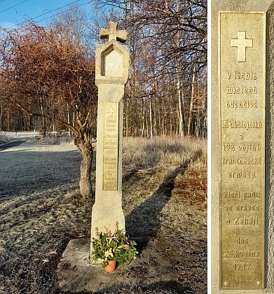 Boží muka u Zahájí, která na památku padlých nechala postavit v roce 1932 franzouzská vláda