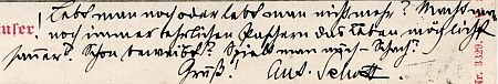 Vzácný exemplář pohlednice ze Zadních Chalup se Schottovým vlastním pozdravem a s datem 9. prosince roku 1903