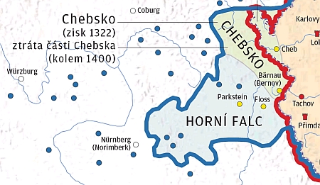 Širší Chebsko s městem Bärnau (Bernov) na mapách českého státu za vlády Karla IV.