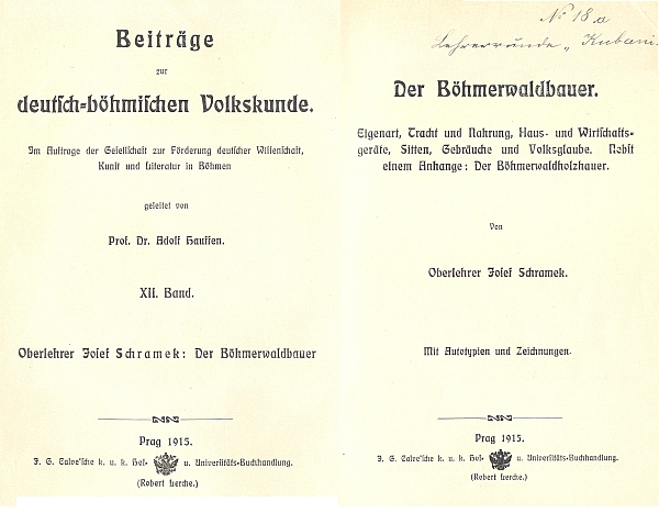 Vazba a titulní list (1915), na němž je zachováno i označení někdejšího majitele, tj. "učitelského kruhu Boubín", německy "Lehrerunde Kubani"; knihu vydal v Praze J. G. Calve