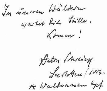Obálka (1966) jeho knihy z nakladatelství Lassleben v Kallmünz s věnováním a podpisem