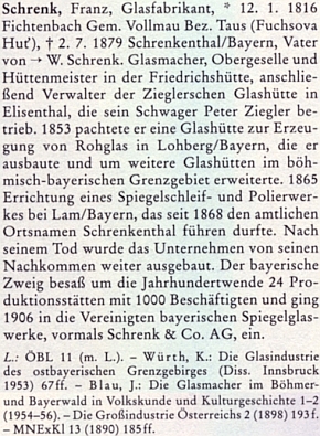 O Franzi Schrenkovi v biografickém slovníku českých zemí