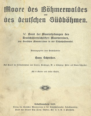 Obálka knihy (1924) vydané Deutscher Moorverein, Sebastiansberg