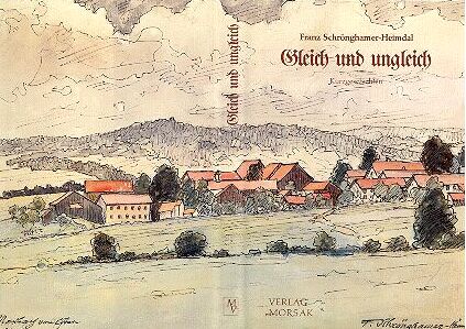 Obálka knihy (1981) vydané nakladatelstvím Morsak v Grafenau s původním autorovým akvarelem z r.1939, znázorňujícím rodnou obec