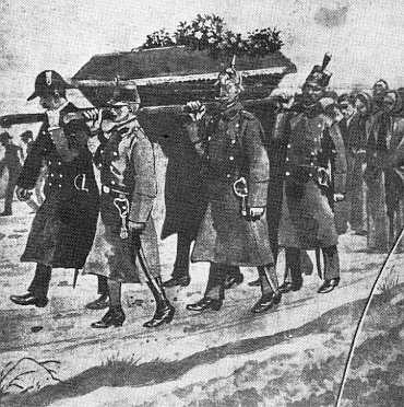 Tento obrázek, přetištěný pravděpodobně ze starého kalendáře nebo vojenského časopisu, doprovázel jeho vzpomínku v krajanském měsíčníku