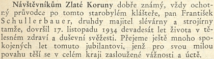 Pozdrav k jeho devadesátinám ve schwarzenberském časopise Tradice