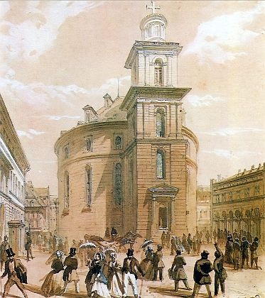I tento Ventadourův obraz zachycuje Paulskirche v roce 1848