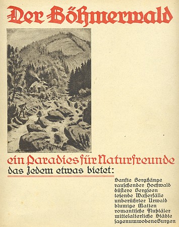 Obálka s jeho grafikou knihy vydané v Českých Budějovicích (1933, Bundesleitung des Deutschen Böhmerwaldbundes)