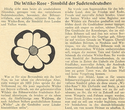 Jeho text o "Vítkově růži" jako symbolu sudetských Němců