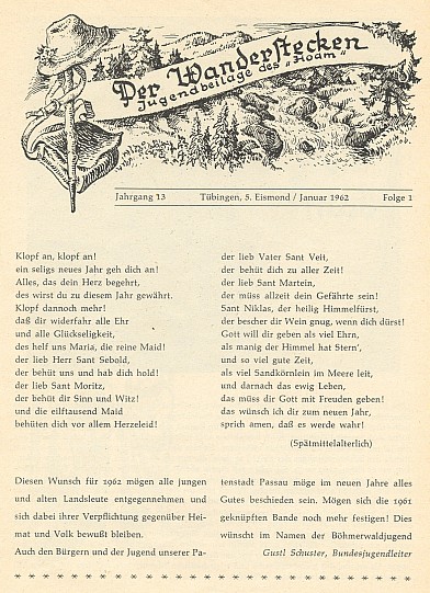 Titulní list jím vedené přílohy měsíčníku Hoam!
s přáním do Nového roku 1962