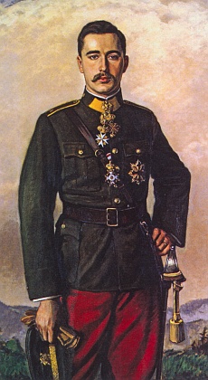 Portrét jeho otce, který namaloval Viktor Stretti, v jezdecké uniformě československé armády