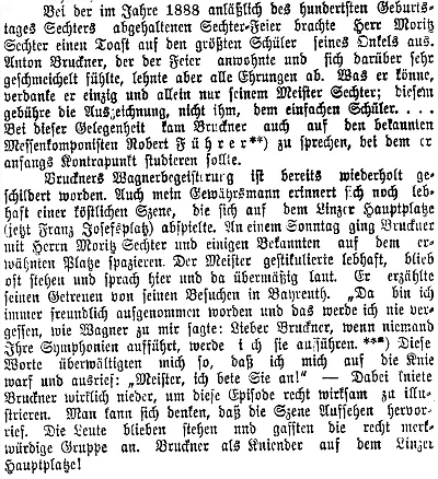 Tady ve vzpomínce na Antona Brucknera figuruje Moritz Sechter jako synovec Brucknerova učitele Simona Sechtera, rodem z Frymburka