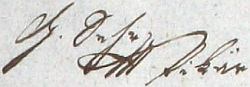 Jeho podpis v třebnické farní kronice