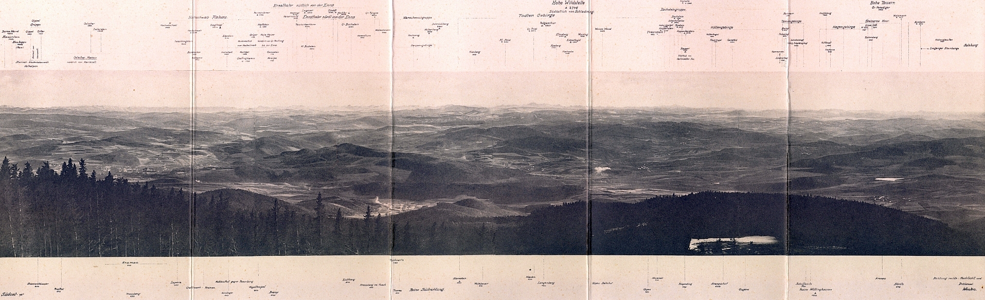 Oblíbené "alpské panorama" z Kletě pod hlavičkou Seidelova ateliéru